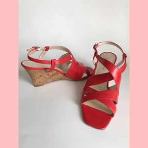 Etienne Aigner Ashton Red Wedge Sandals